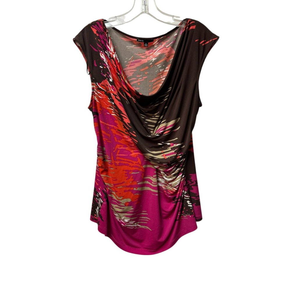 Chaus New York Sleeveless Cowl Pleats Career Shell Top Blouse Womens XL - Picture 2 of 12